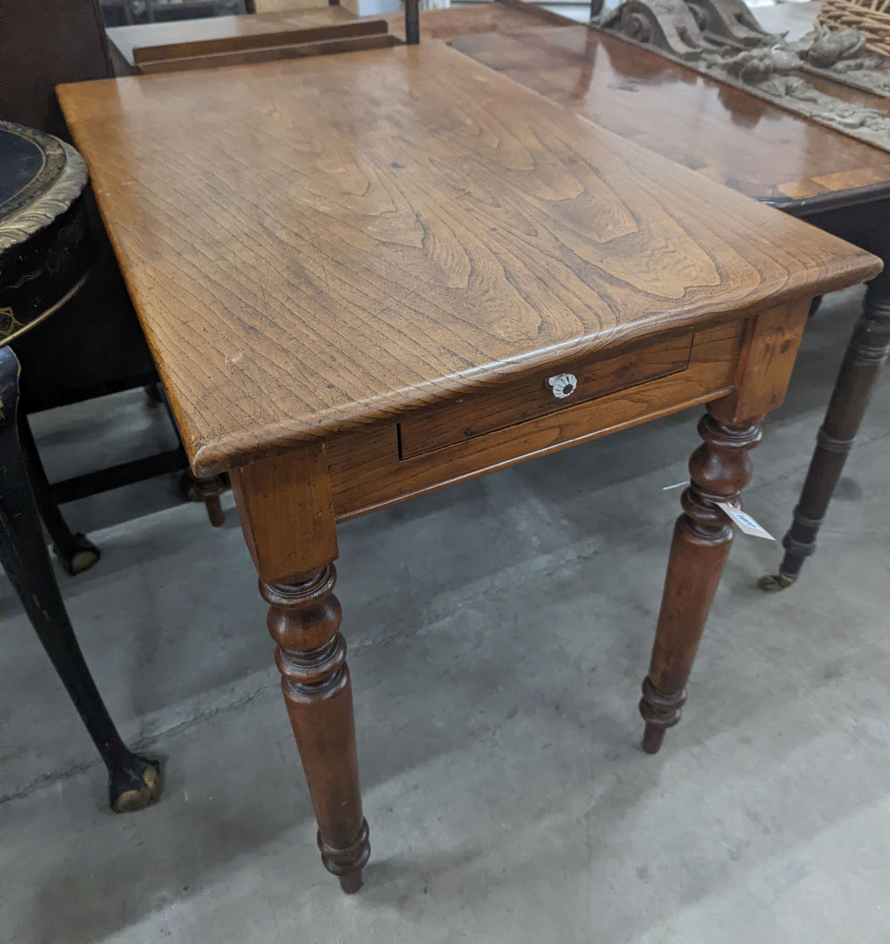 A Victorian rectangular oak table, length 88cm, depth 56cm, height 75cm